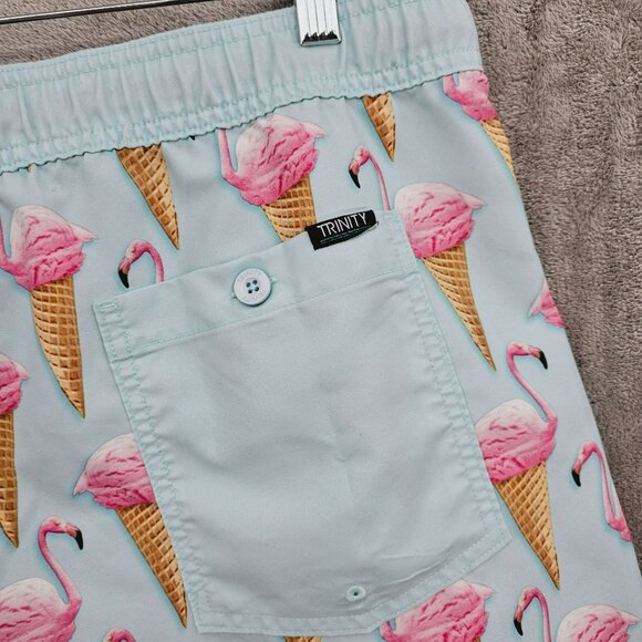 Trinity Collective Board Short Swim Trunks XXL Blue Pink Flamingo Ice Cream Cone - Picture 9 of 11